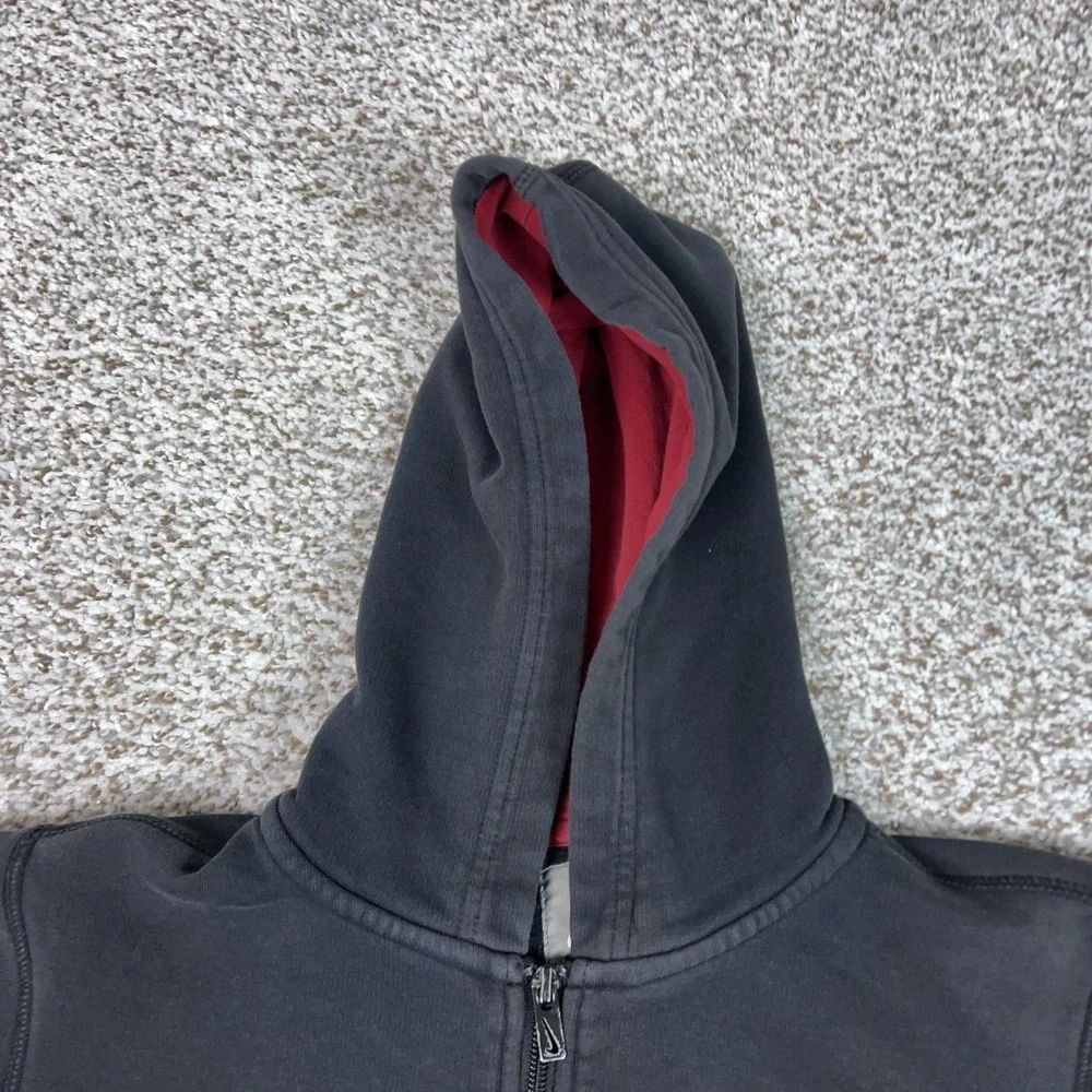Nike Hoodie Boys Medium 10-12 Black Full Zip Fleece Logo Sweatshirt Top Spellout